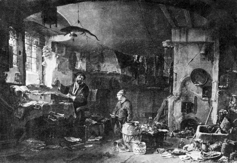 Alchemist in his laboratory by Thomas Wyck. Wellcome M0003578