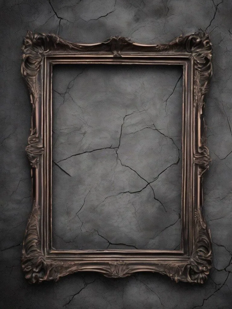 ai generated frame wall dark empty cracked wall empty frame dark frame mockup frame mockup stockpack pixabay