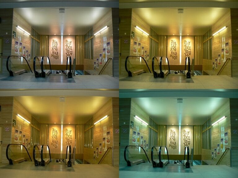 Metrostation Sofia University white balance collage