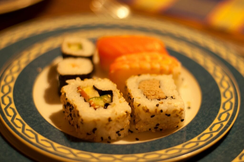 Japan food in a yellow dominant