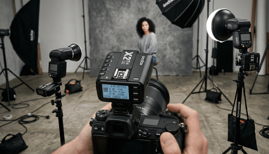 Flash off-camera e trigger wireless:  radio trigger, TTL wireless, sistemi Godox/Profoto/Nissin